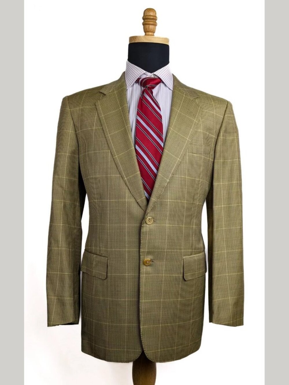 NWOT Chester Barrie Savile Row Beige Plaid Wool Sport Coat Jacket Blazer US42R